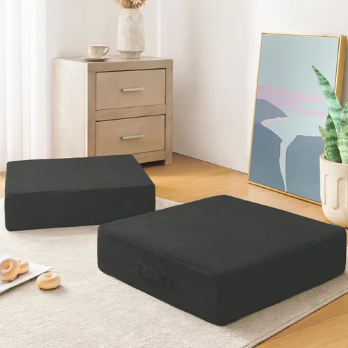 Miniatura 8 de Wellsin Almohadas cuadradas sólidas para el suelo para adultos y niños, cojín grande de meditación con espuma gruesa y funda de terciopelo lavable