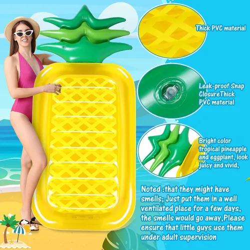 Miniatura 3 de Libima Flotadores gigantes para piscina, flotadores grandes de alimentos de frutas, inflables, piña, berenjena, sandía, piruleta, magdalena, pizza