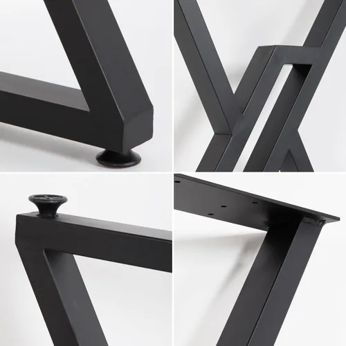Miniatura 4 de Patas de metal para mesa, paquete de 2 patas resistentes para muebles de 28 pulgadas de alto, 20 pulgadas de ancho, estilo rústico y cuadrado, patas