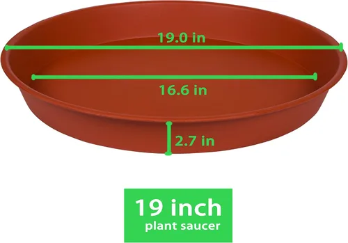 Miniatura 2 de Paquete de 4 de 18 platillos para plantas de 19 pulgadas, platillo profundo y resistente de plástico de 18" de diámetro redondo, bandeja