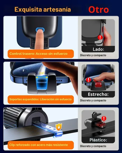 Miniatura 7 de Qifutan Soporte de teléfono para automóvil, soporte de teléfono para parabrisas de automóvil, ventilación de aire, universal, manos libres, soporte