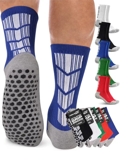 FieldPro 3 y 5 pares de calcetines de agarre de fútbol para adultos y jóvenes, 5 colores, calcetines de agarre para hombre Calcetines de fútbol