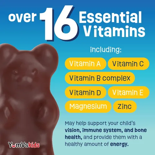 Miniatura 3 de YUM-V'S - Osos de chocolate masticables multivitamínicos para niños - Suplemento multivitamínico para niños - 16 vitaminas y minerales - Vitaminas