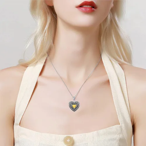 Miniatura 4 de Medallón de fotos con forma de corazón que sostiene 2 imágenes, collar con medallón en forma de corazón, joyería conmemorativa, regalo para mujeres