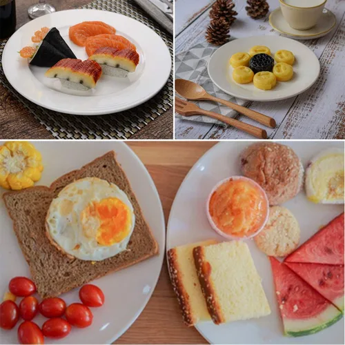 Miniatura 4 de Foraineam Juego de 12 platos redondos de ensalada de porcelana de 8 pulgadas, platos de postre blancos