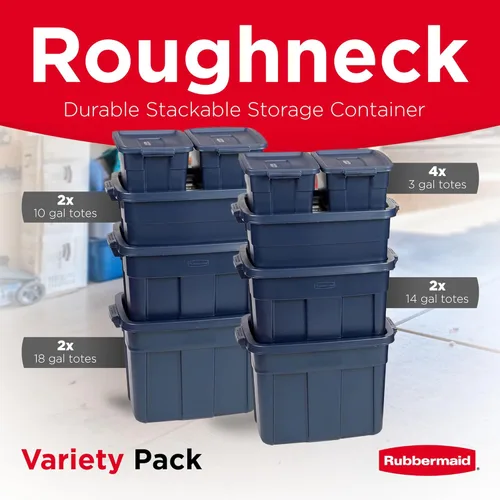 Miniatura 2 de Rubbermaid Roughneck Bolsa de variedad - Hecho en los EE. UU. Color índigo oscuro metálico, resistente contenedor de almacenamiento apilable