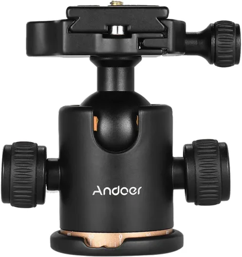Miniatura 6 de Andoer cabezal de trípode, con rotación de 360 grados. Trípode para cámara con placa de liberación rápida y cabeza de bola, carga máxima de 8 kg