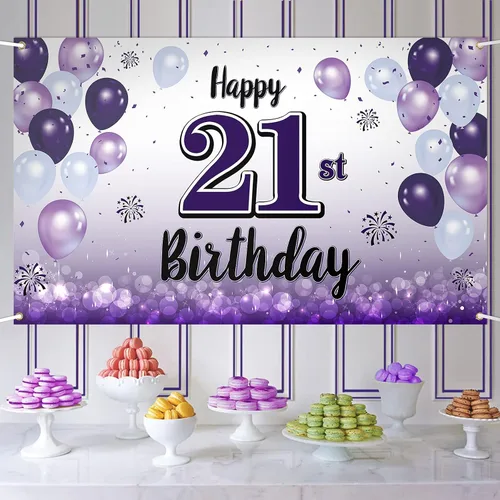 Miniatura 44 de Decoraciones de feliz cumpleaños 30, cartel grande de globo morado de 30 cumpleaños, suministros para fiesta de cumpleaños de 30 años. 30 (EE. UU.)