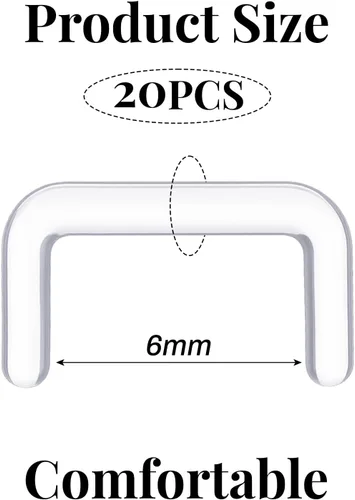 Miniatura 3 de Yolev 20 piezas de 0.63 onzas (0.56 oz), retenedores de piercing de tabique de acrílico en forma de U, flexibles y transparentes, retenedores