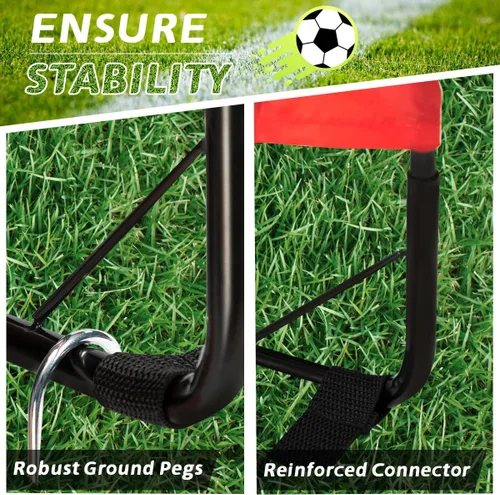Miniatura 3 de L RUNNZER Portería de fútbol para niños, red de fútbol desplegable para patio trasero, juego de 2 con funda de transporte portátil Rojo