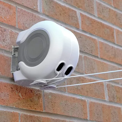 Tendedero retráctil doble resistente para interiores y exteriores, retracción, uso en interiores y exteriores (cuerda doble de 6.6 x 49.2 ft)