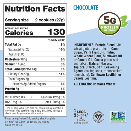 Miniatura 5 de Lenny & Larry's The Complete Cremes®, galletas sándwich, chocolate, veganas, 0.18 onzas de proteína vegetal, 6 galletas por paquete (caja de 12)