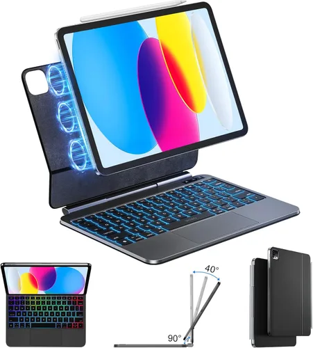 Miniatura 10 de WIWU Funda para iPad con teclado Air de 11 pulgadas (M4 2026/M3 2025/M2 2024), teclado iPad Pro de 11 pulgadas con trackpad fácil de instalar