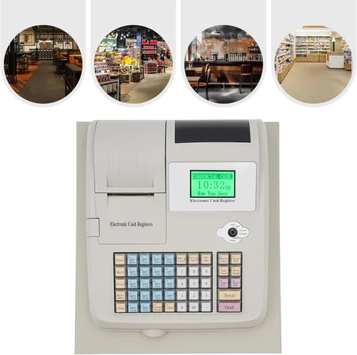 Miniatura 4 de Caja registradora, caja registradora electrónica POS Syetem, 48 teclas y 8 pantalla LED digital, caja de cajero minorista con caja de cajón