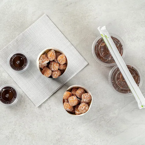 Miniatura 7 de Restaurantware Bio Tek - Recipientes de papas fritas de 12 onzas, 100 tazas desechables de charcutería, diseño inclinado, redondo, a rayas