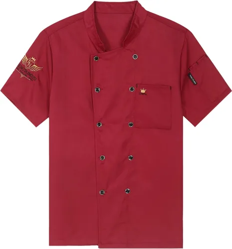Miniatura 5 de Chaqueta de chef para hombre, camisa de chef de manga cortalarga, uniforme de chef de cocina, uniformes de trabajo, ajuste holgado, Redh.