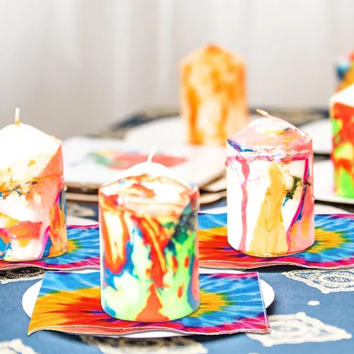 Miniatura 6 de Censen 100 servilletas con temática de teñido anudado, de papel Groovy, desechables, arco iris, fiesta, cóctel, cena, almuerzo, suministros
