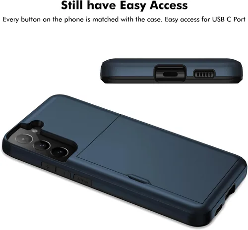 Miniatura 4 de Jiunai Funda para Samsung Galaxy S22 Plus Funda tipo cartera para tarjetas de crédito, soporte para efectivo, bolsillo deslizante de doble capa