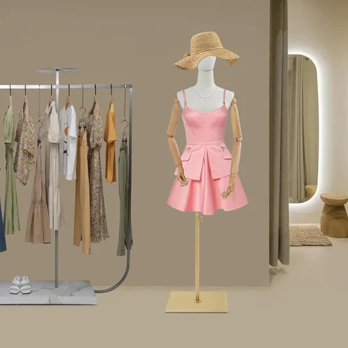 Miniatura 2 de Vestido de maniquí femenino con forma de torso, cuerpo de maniquí con cabeza desmontable, manos de madera y soporte de altura ajustable