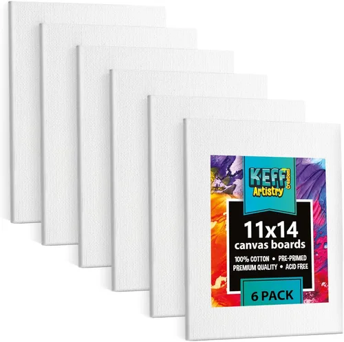Miniatura 30 de KEFF Lienzo para pintar, paquete de 5 lienzos de 8 x 10 pulgadas, lienzos pequeños 100% algodón con triple imprimación para pintura. Mini lienzos a