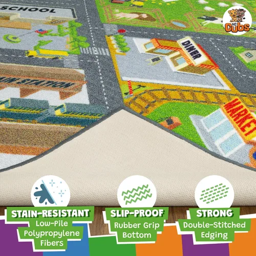 Miniatura 6 de KC Cubs Alfombra de Carretera de Construcción de Granja Rural 5'x7' - Alfombra de Juego Educativa para Niños, Niños Pequeños, Guardería, Aula, Sala