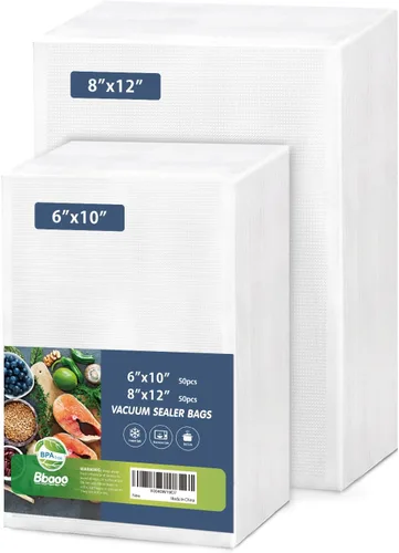 Bolsas selladoras al vacío, 100 cuartos de galón de 8 x 12 pulgadas y pinta de 6 x 10 pulgadas, bolsa selladora de alimentos texturizada de grado