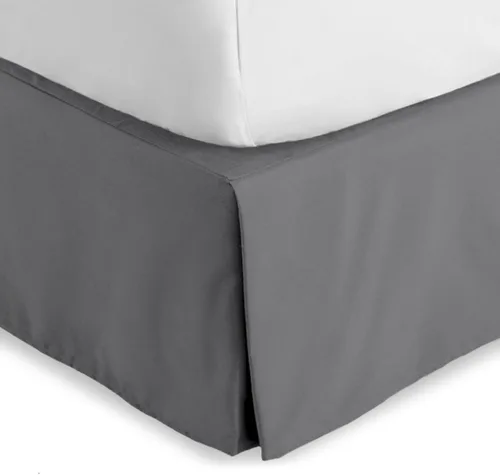 Bare Home Falda de cama California King con caída de 15 pulgadas, diseño fácil de ajustar, para camas California King, con pliegues centrales y en