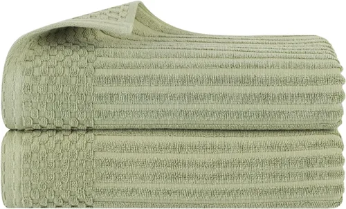 Miniatura 138 de Superior Juego de 6 toallas de algodón sólido y acanalado, toallas de cara de 13 x 13 pulgadas, toallas de mano de 16 x 28 pulgadas, toallas de baño