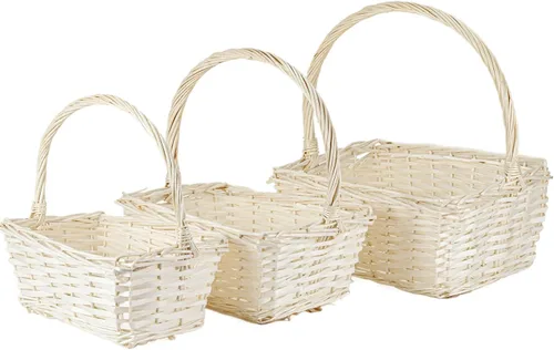 Juego de 3 cestas de mimbre tejidas a mano con asa para cosecha ligera para almacenamiento, cestas de regalo, pícnics, huevos de Pascua,