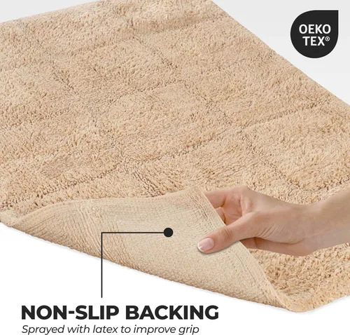 Miniatura 4 de Superior Juego de alfombras de baño antideslizantes de algodón con respaldo de látex en aerosol, 20 x 30 pulgadas, 24 x 36 pulgadas, 2 piezas, salvia