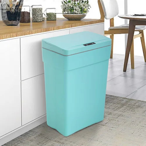 Basurero automático de 50 litros/13.2 galones para cocina, sin contacto, de alta capacidad, resistente a las manchas, con tapa (1, azul)