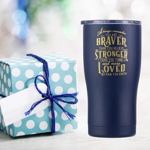 Miniatura 6 de Vaso inspirador de 20 onzas de regalo para mujeres, mejores amigas, hijas, mamá y abuela, «Always Remember You Are Braver Than You Believe, Stronger
