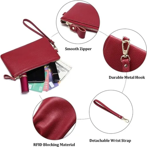 Miniatura 5 de Tapp Collections Cartera de cuero delgada con bloqueo RFID para mujer, Beige, Muñequera