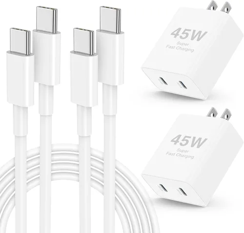Miniatura 9 de 𝟐Pack 𝟒𝟓W Cargador Rápido para iPhone 17 16 15, Bloque de Carga USB C y Cable de 10 pies Tipo C a C Largo para Apple iPhone 17 Pro Max/17 Air/16