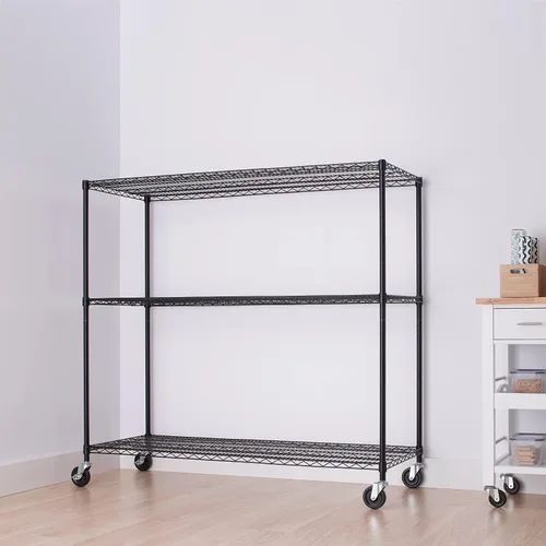 Miniatura 8 de Trinity Basics Estantería de alambre ajustable de 3 niveles con ruedas para organización de cocina, almacenamiento de garaje, cuarto de lavandería