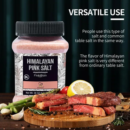 Miniatura 8 de Soeos Sal rosa del Himalaya, grano fino, 39 onzas (2.4 libras), sal del Himalaya sin OMG, sal kosher, sal rosa del mar del Himalaya
