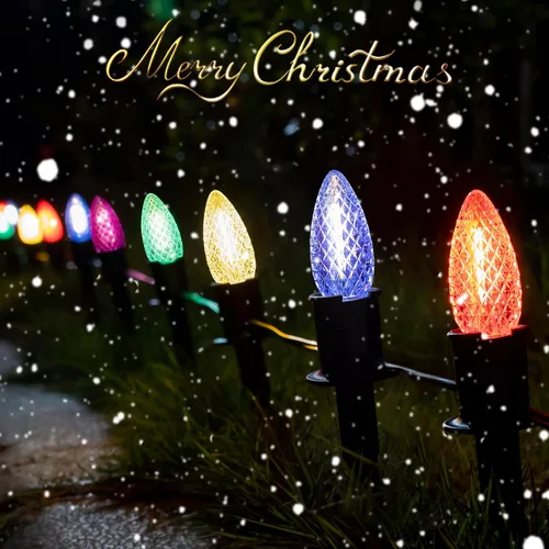 Miniatura 3 de GAGALIFE Luces de Camino de Navidad C9 de 29 Pies para Exteriores - 25 Luces LED con 25 Estacas de Marcador para Sendero, Luces Navideñas C9