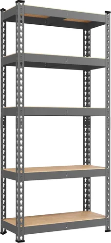 Miniatura 11 de Yaheetech Estantes de almacenamiento, estantería de metal ajustable resistente de 5 niveles, estante industrial para garaje, almacén, despensa, Plata