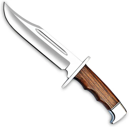 Miniatura 3 de H & H BLADES Cuchillo Bowie de acero D2 hecho a mano de 14 pulgadas con funda de cuero, cuchillo de caza con mango de madera duradero, ideal