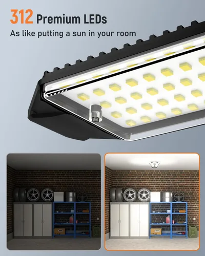 Miniatura 2 de Adiding Luz LED de garaje con 6 paneles deformables para sótano, paquete de 6, se atornilla en casquillo de bombilla E26 E27, súper brillante