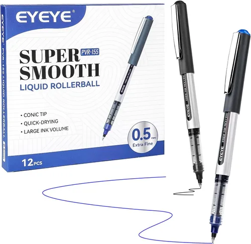 Miniatura 19 de EYEYE Paquete de 25 bolígrafos azules de punta extra fina de 0.020 in, secado rápido, tinta líquida, bolígrafo de escritura suave para diario, toma