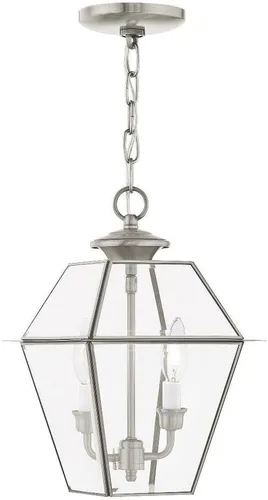 Miniatura 7 de Livex Lighting 2285-01 Westover - Farol colgante para exteriores, 2 luces, latón antiguo