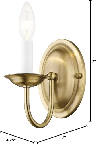 Miniatura 10 de Livex Lighting 4151-01 Aplique de pared sin pantallas, Latón Antiguo, 4.25"An x 7"Al