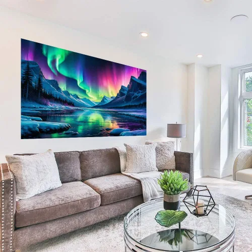 Miniatura 2 de croshom Kits de Arte de Diamantes Grandes para Adultos, Kits de Pintura de Arte de Diamantes de Paisaje Aurora Boreal para Adultos, 5D DIY Taladros