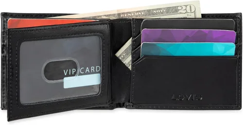 Miniatura 7 de Levi's Cartera delgada para hombre con capacidad extra y bloqueo RFID, estilo bifold con múltiples ranuras para tarjetas
