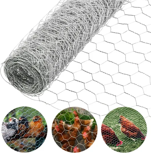 Miniatura 3 de Malla hexagonal galvanizada para aves de corral para proyectos de manualidades y jardinería, valla de malla metálica/alambre de pollo