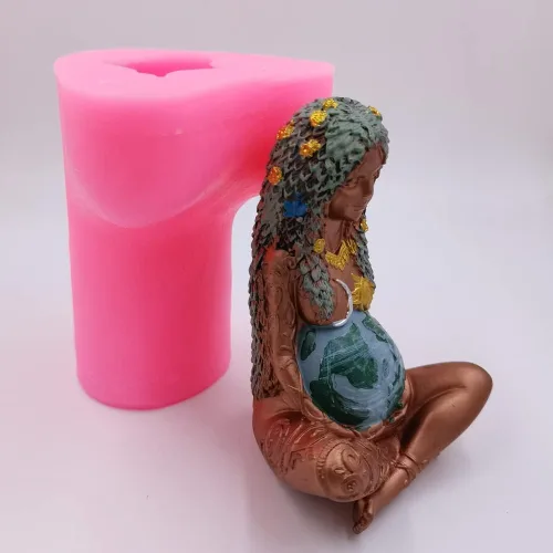 Miniatura 6 de Molde de vela Gaia de gran tamaño, moldes de silicona para velas de la madre de la tierra, molde de bricolaje Gaia para velas decoradas, molde