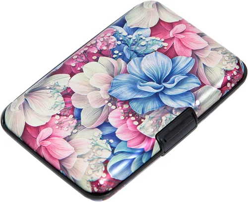 Miniatura 32 de Porta tarjetas de crédito pequeño con bloqueo RFID, cartera metálica delgada, mini, de aluminio, funda dura para mujeres y hombres
