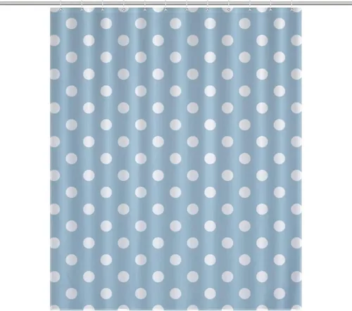 Miniatura 58 de Juego de 3 alfombras de baño con diseño de lunares, color azul aguamarina, antideslizante, con contorno en forma de U y tapa de inodoro