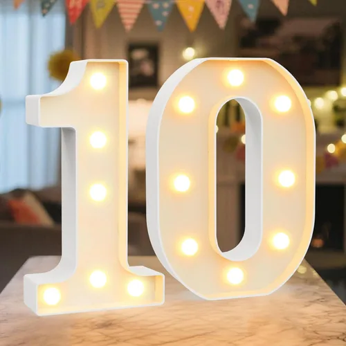 Miniatura 48 de Letrero de números con luz LED de marquesina, letrero de números de cumpleaños iluminado para decoración de fiesta de cumpleaños, pared de bar